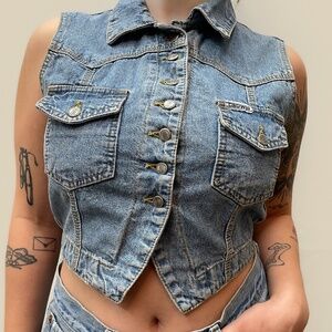 Women's denim cropped vest